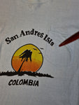 Vintage Tourist Shirt 70s San Andres Island Colombia Single Stitched Weiß M-L