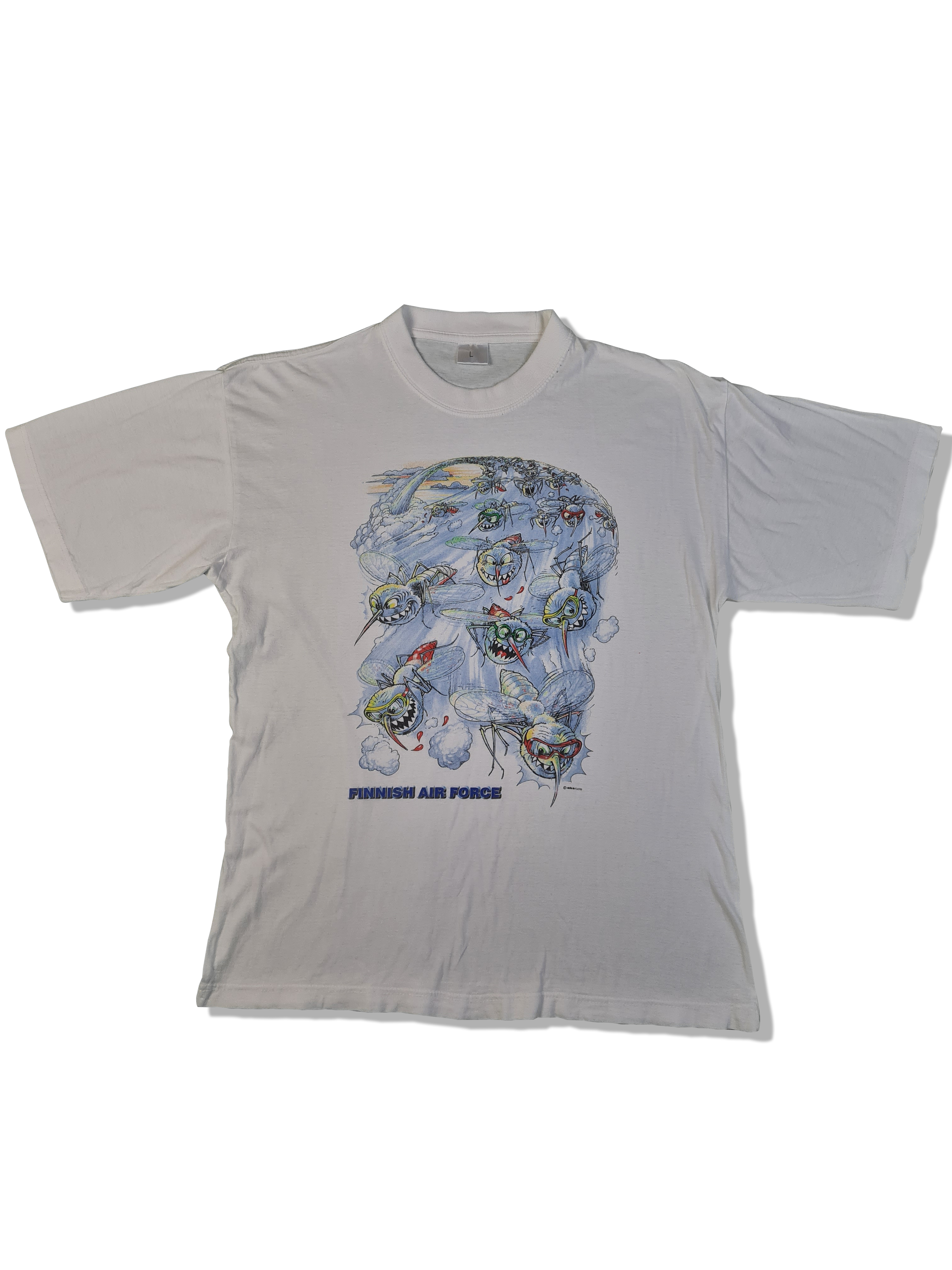 Vintage Finnish Air Force Shirt Moskito Weiß L