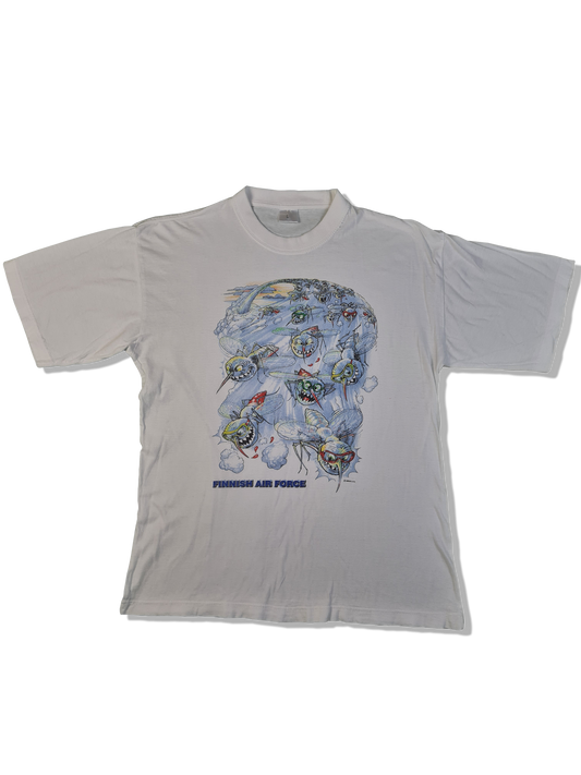 Vintage Finnish Air Force Shirt Moskito Weiß L
