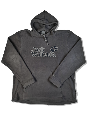 Moderner Jacke Wolfskin Fleece Hoodie Spellout Big Logo Kapuze Grau XL