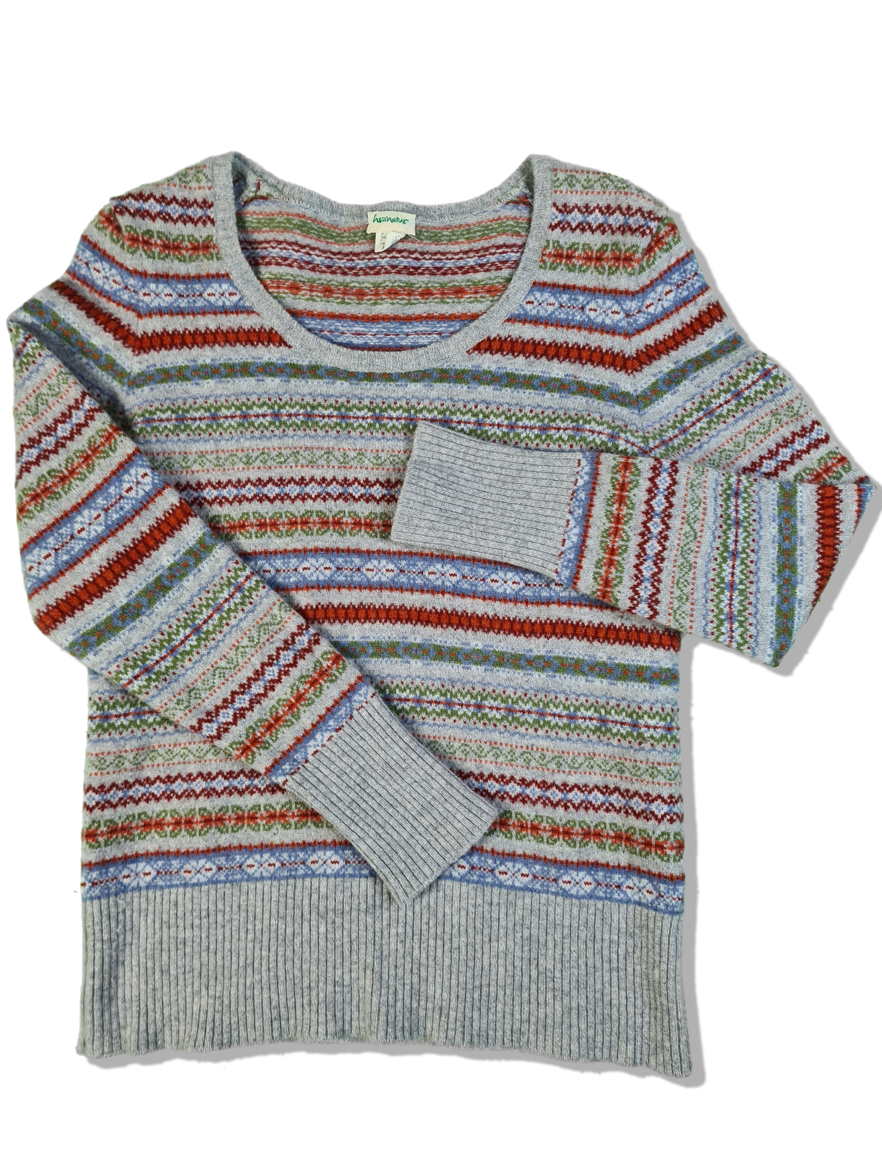 Hessnatur Strickpullover Feminin Schurwolle Made In Scotland Bunt (D40/42) L-XL - RareRags