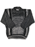 Vintage Carlo Colucci Strickpulli Leinen Mit Polokragen Meliert Grau Schwarz (50) M-L