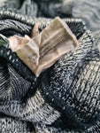 Vintage Carlo Colucci Strickpulli Leinen Mit Polokragen Meliert Grau Schwarz (50) M-L