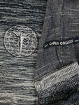 Vintage Carlo Colucci Strickpulli Leinen Mit Polokragen Meliert Grau Schwarz (50) M-L