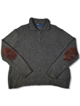 Moderner Ralph Lauren Troyer Knitwear Mit Hanfanteil Ellbogen Patches Braun XL