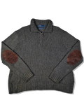 Moderner Ralph Lauren Troyer Knitwear Mit Hanfanteil Ellbogen Patches Braun XL