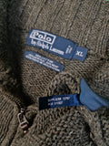Moderner Ralph Lauren Troyer Knitwear Mit Hanfanteil Ellbogen Patches Braun XL
