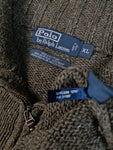 Moderner Ralph Lauren Troyer Knitwear Mit Hanfanteil Ellbogen Patches Braun XL