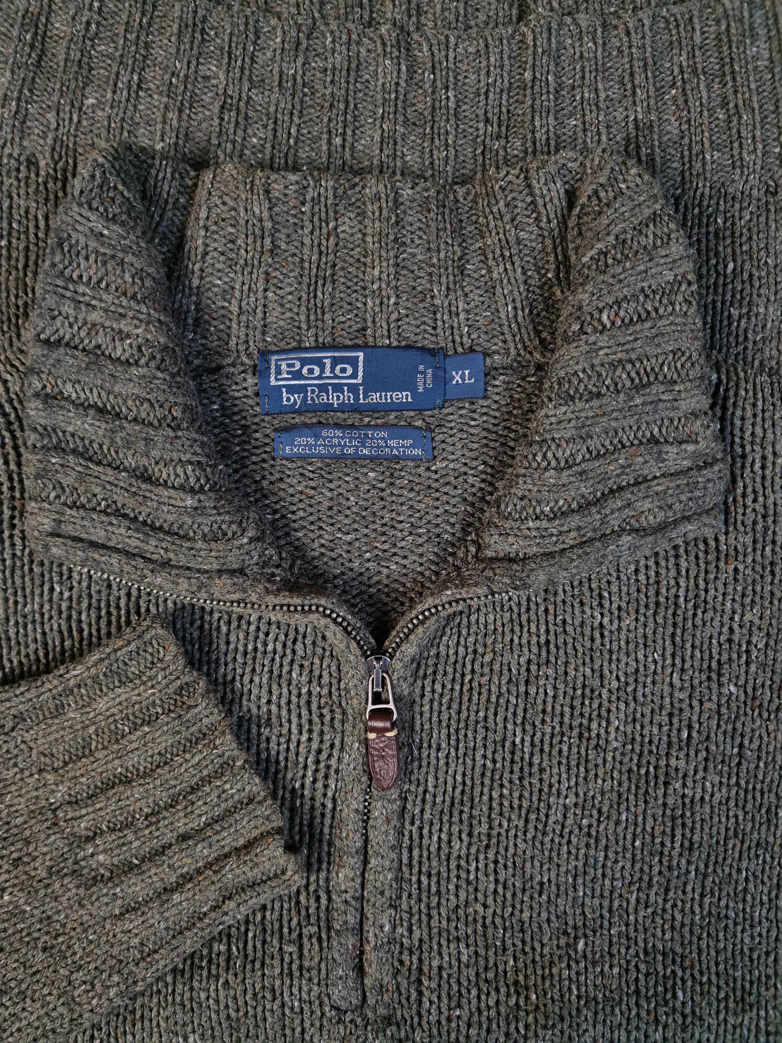 Moderner Ralph Lauren Troyer Knitwear Mit Hanfanteil Ellbogen Patches Braun XL - RareRags