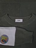 Vintage Hugo Boss Strickpulli Made In Germany Soccer Patch Braun Grau (54) L-XL