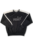 Vintage Puma Sweater Big Logo Schwarz Weiß L