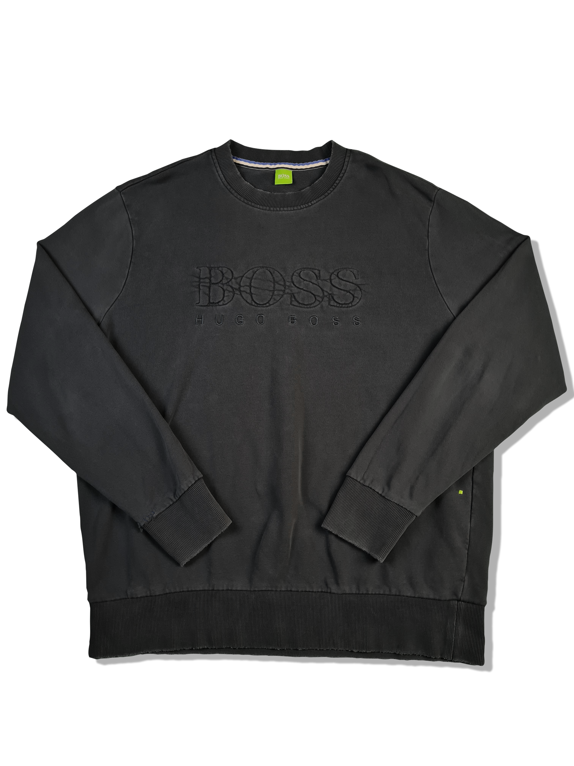 Moderner Hugo Boss Pullover Used Look Schwarz/Grau XXL-XXXL - RareRags
