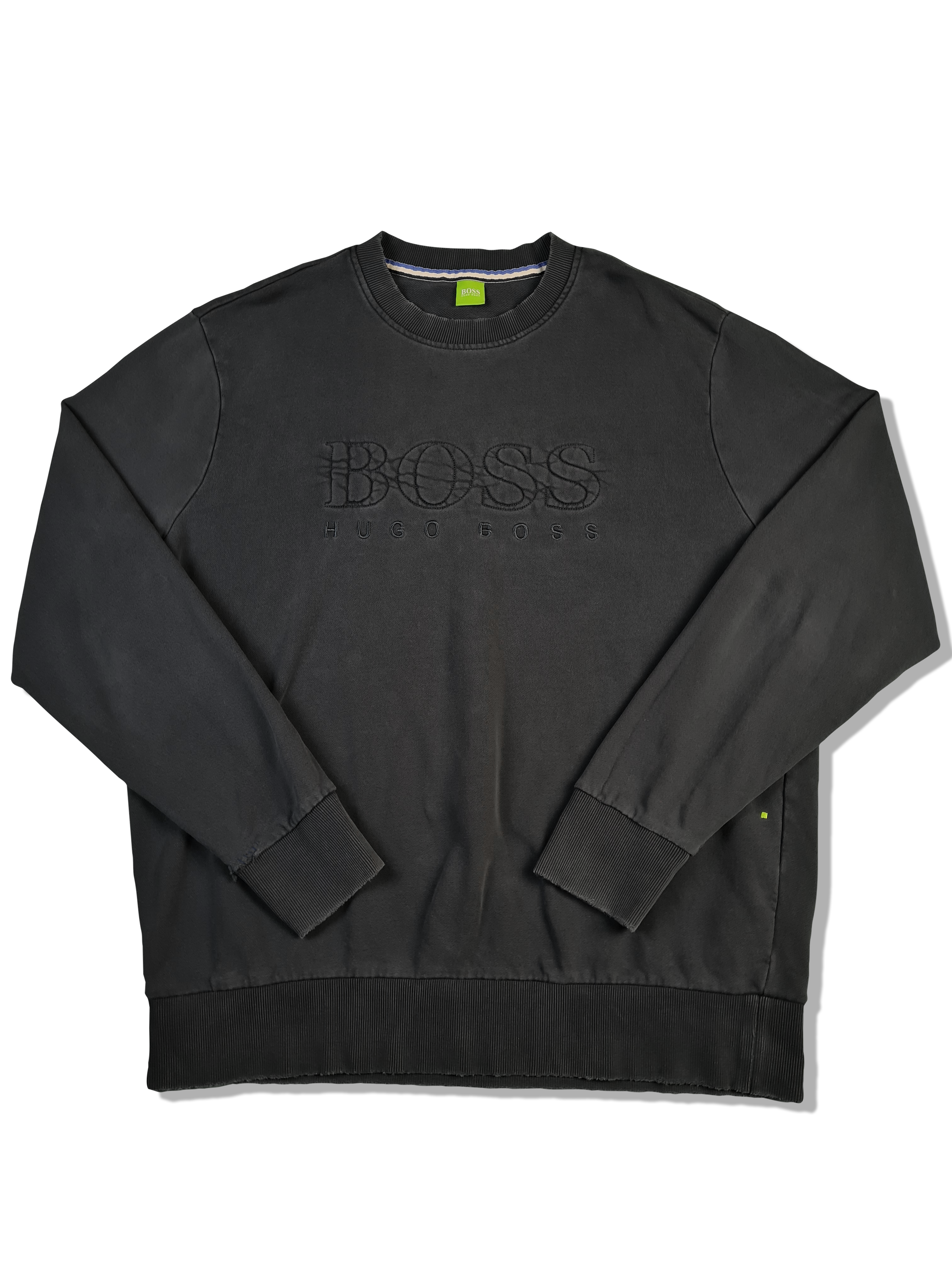 Moderner Hugo Boss Pullover Used Look Schwarz/Grau XXL-XXXL - RareRags