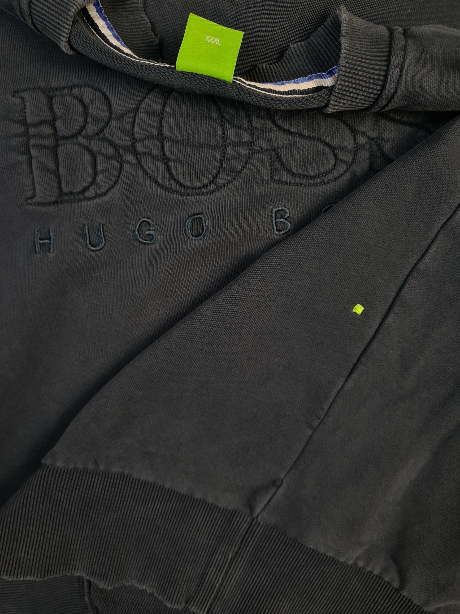 Moderner Hugo Boss Pullover Used Look Schwarz/Grau XXL-XXXL - RareRags