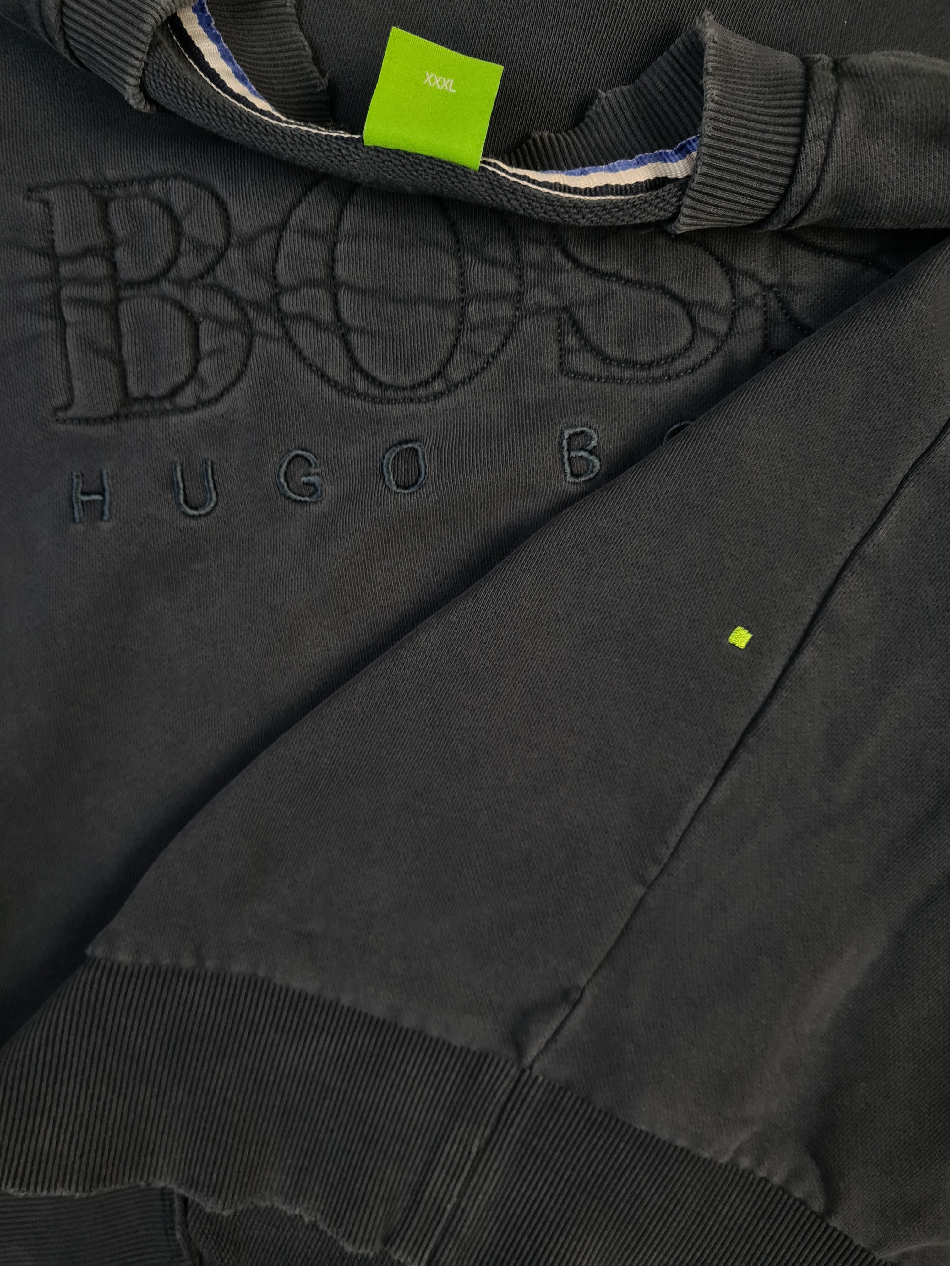 Moderner Hugo Boss Pullover Used Look Schwarz/Grau XXL-XXXL - RareRags