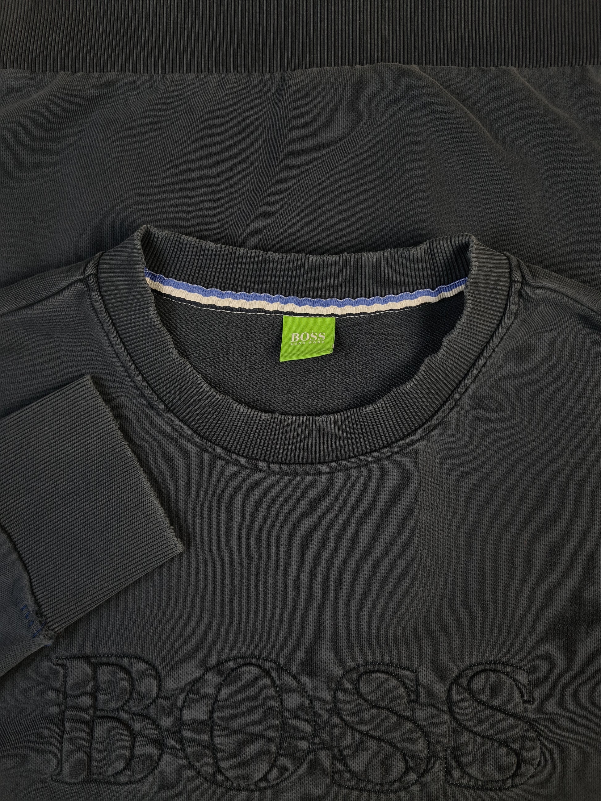 Moderner Hugo Boss Pullover Used Look Schwarz/Grau XXL-XXXL - RareRags