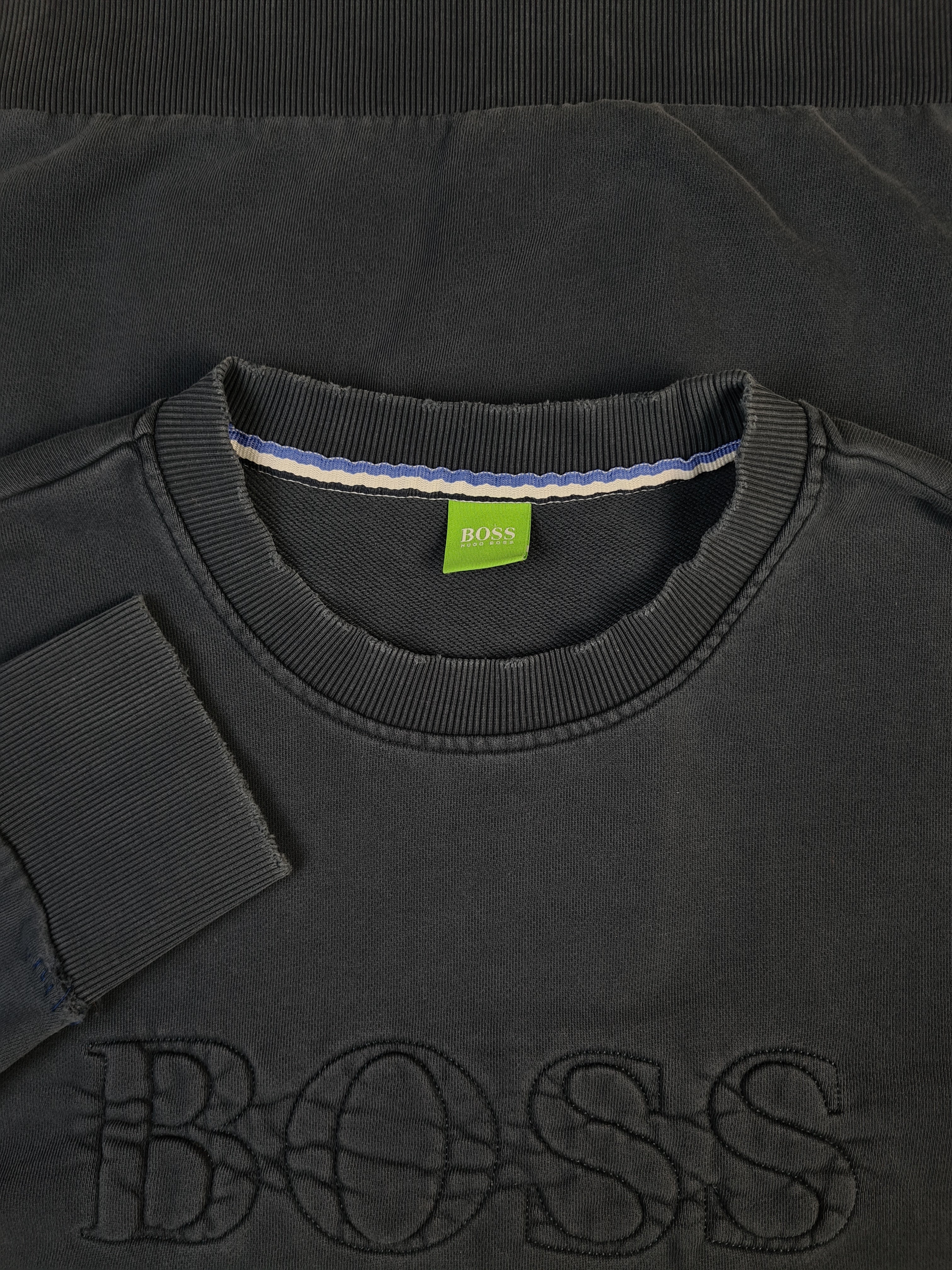 Moderner Hugo Boss Pullover Used Look Schwarz/Grau XXL-XXXL - RareRags