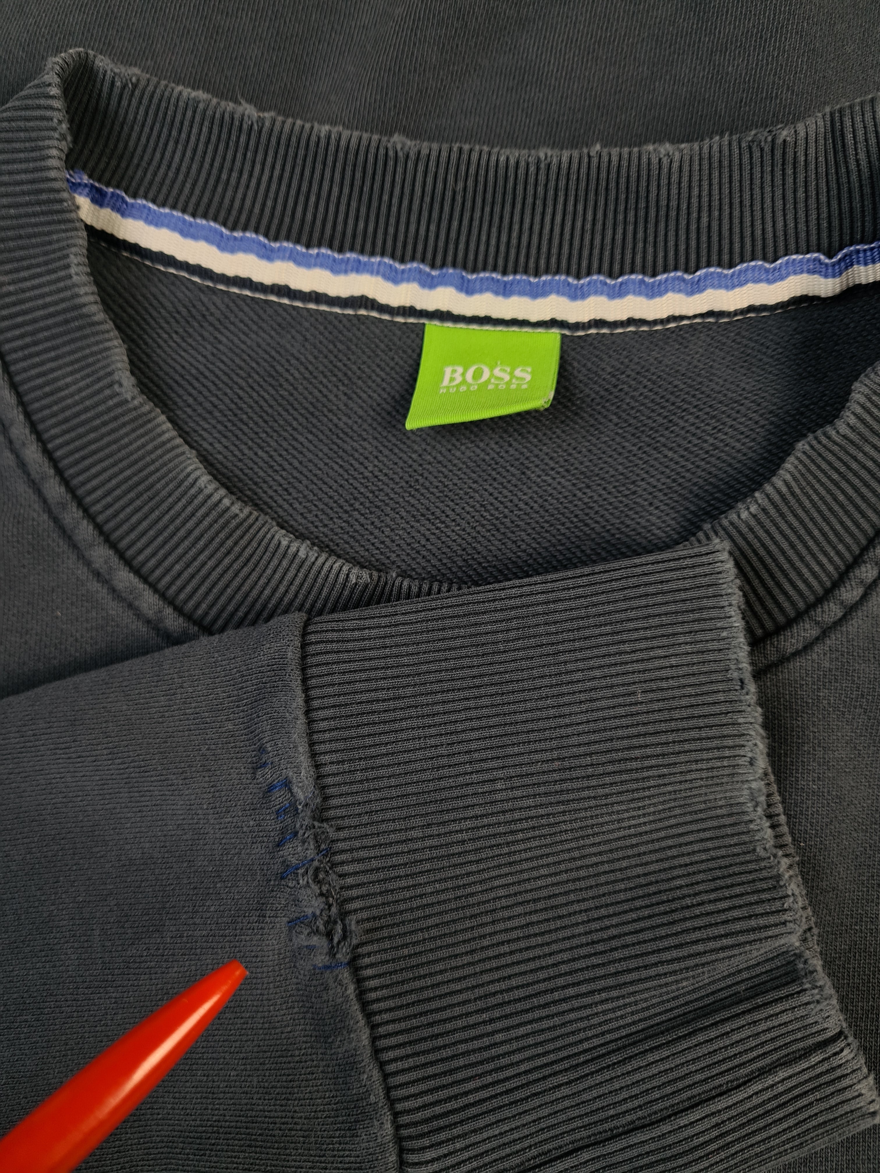 Moderner Hugo Boss Pullover Used Look Schwarz/Grau XXL-XXXL - RareRags