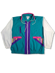 Vintage Teddi Sportjacke 80s Made In USA Grün Weiß L
