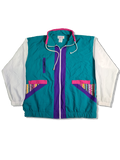 Vintage Teddi Sportjacke 80s Made In USA Grün Weiß L