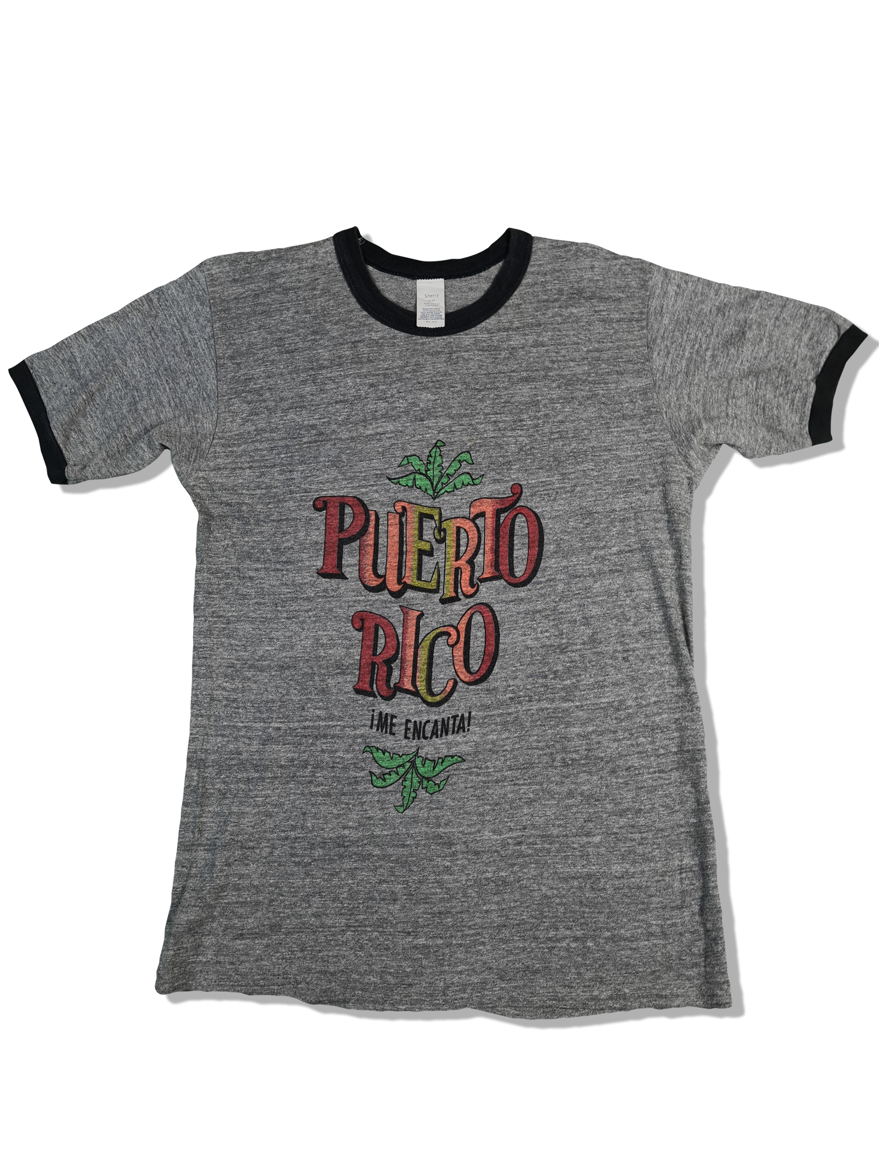 Vintage Sherry Ringer-Shirt 80s Tourist Puerto Rico Grau L-XL - RareRags