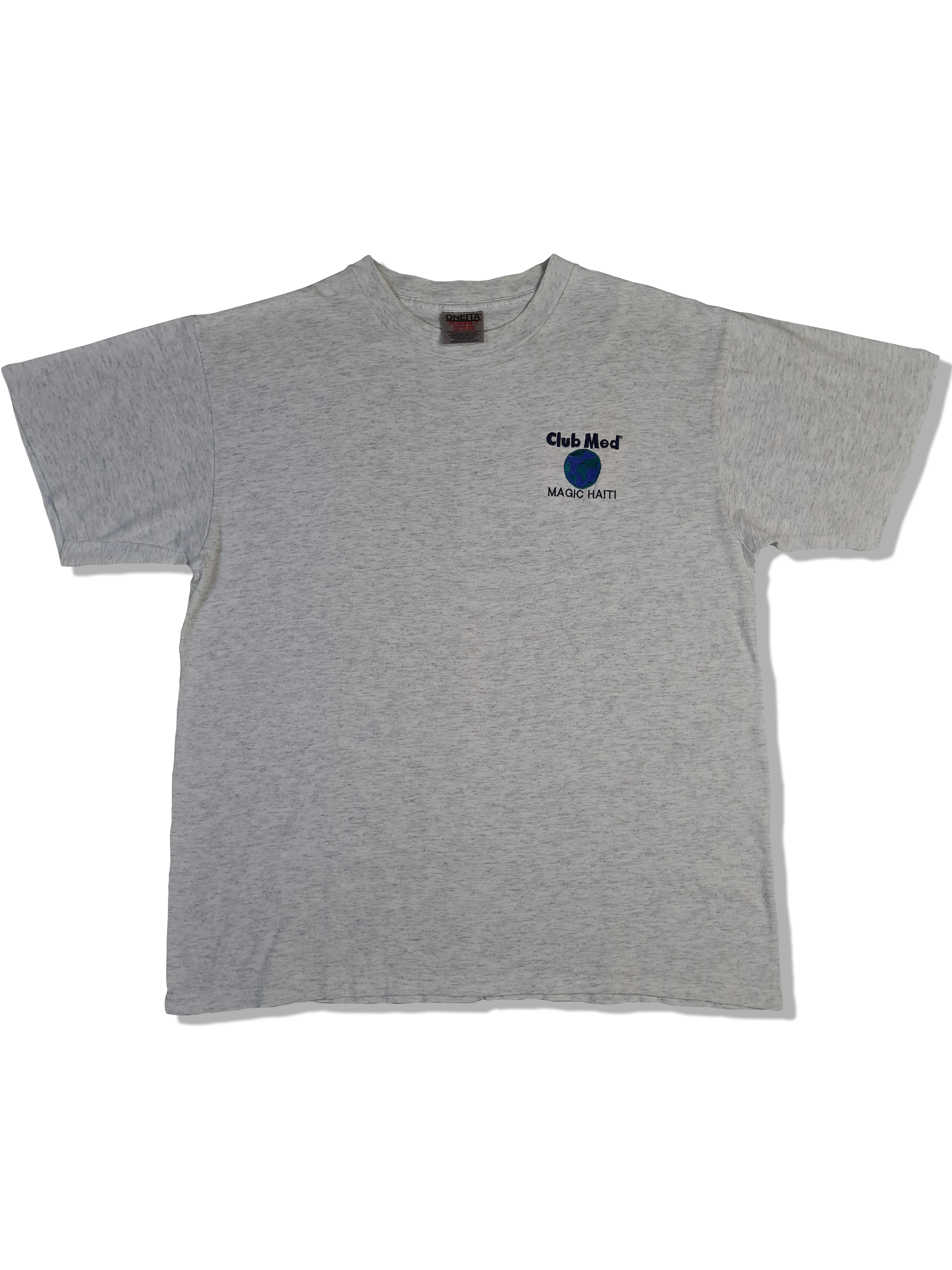 Vintage Oneita Shirt Club Med Magic Haiti Bestickt Grau L - RareRags