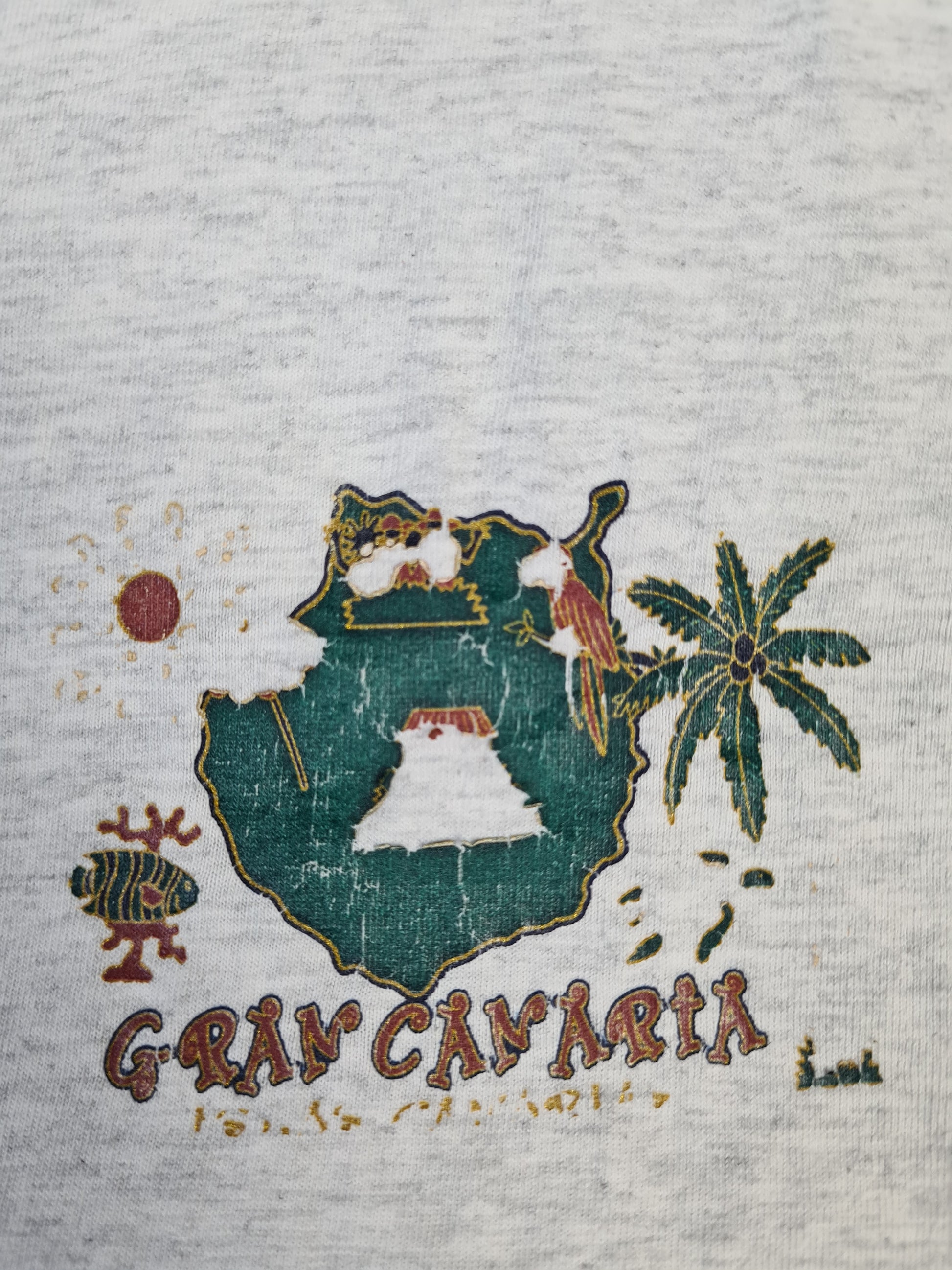 Vintage Fruit Of The Loom Shirt Tourist Gran Canaria Grau XL - RareRags