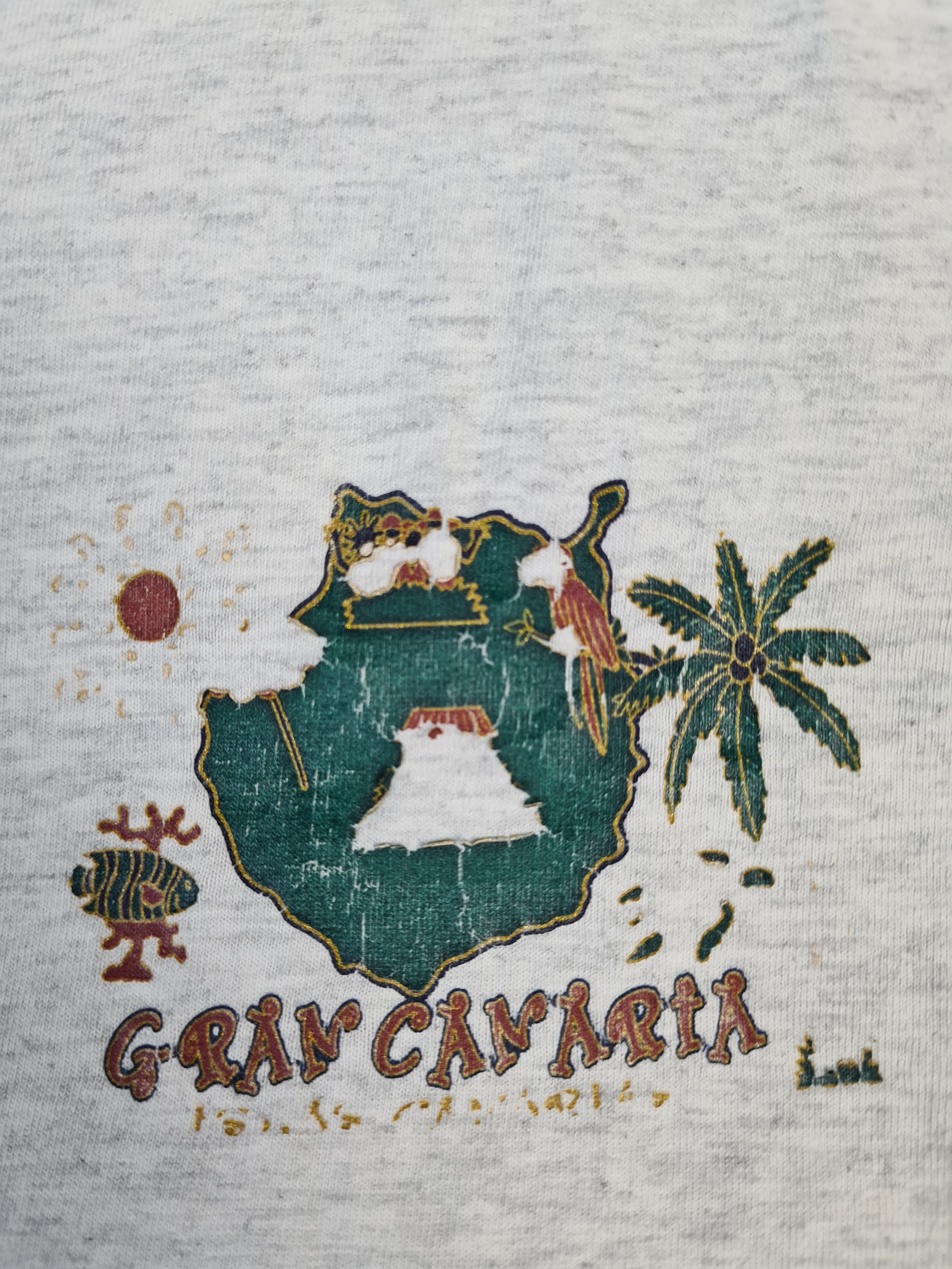 Vintage Fruit Of The Loom Shirt Tourist Gran Canaria Grau XL - RareRags