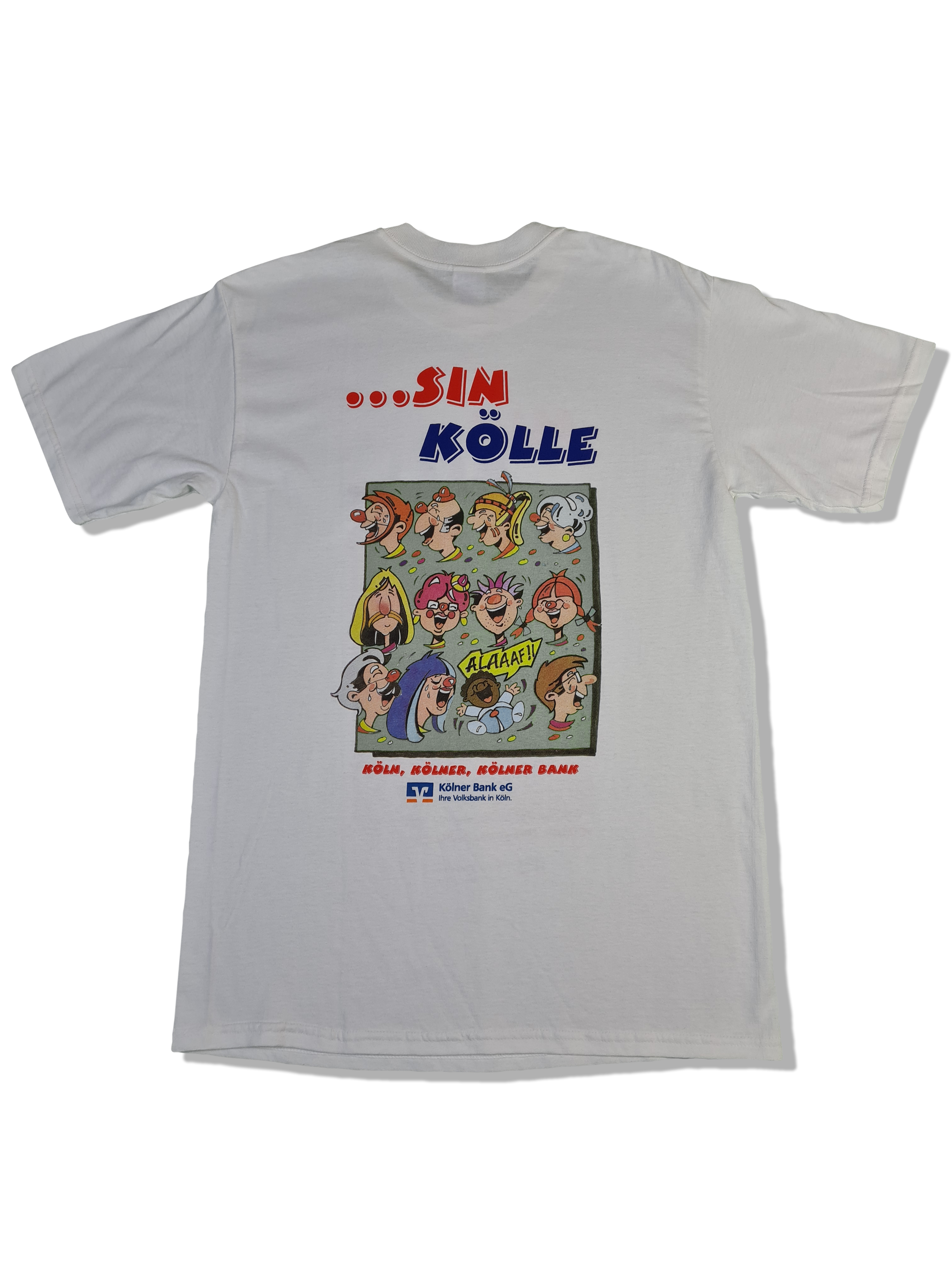 Modernes Gildan Shirt "Mir alle sin Kölle" Promo Volksbank Weiß M - RareRags