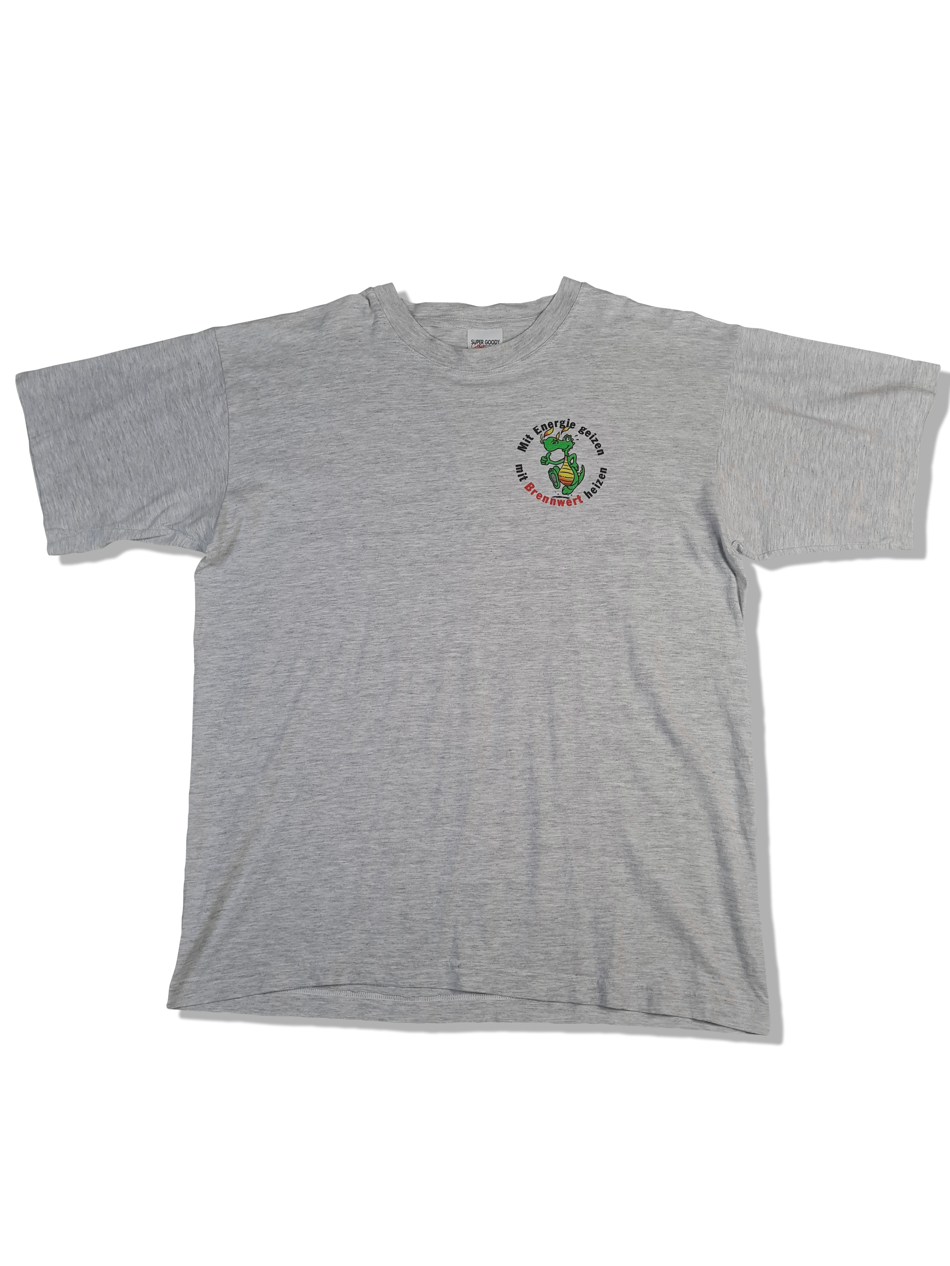Vintage Super Goody Shirt "Mit Energie geizen, mit Brennwert heizen" Grau XL - RareRags