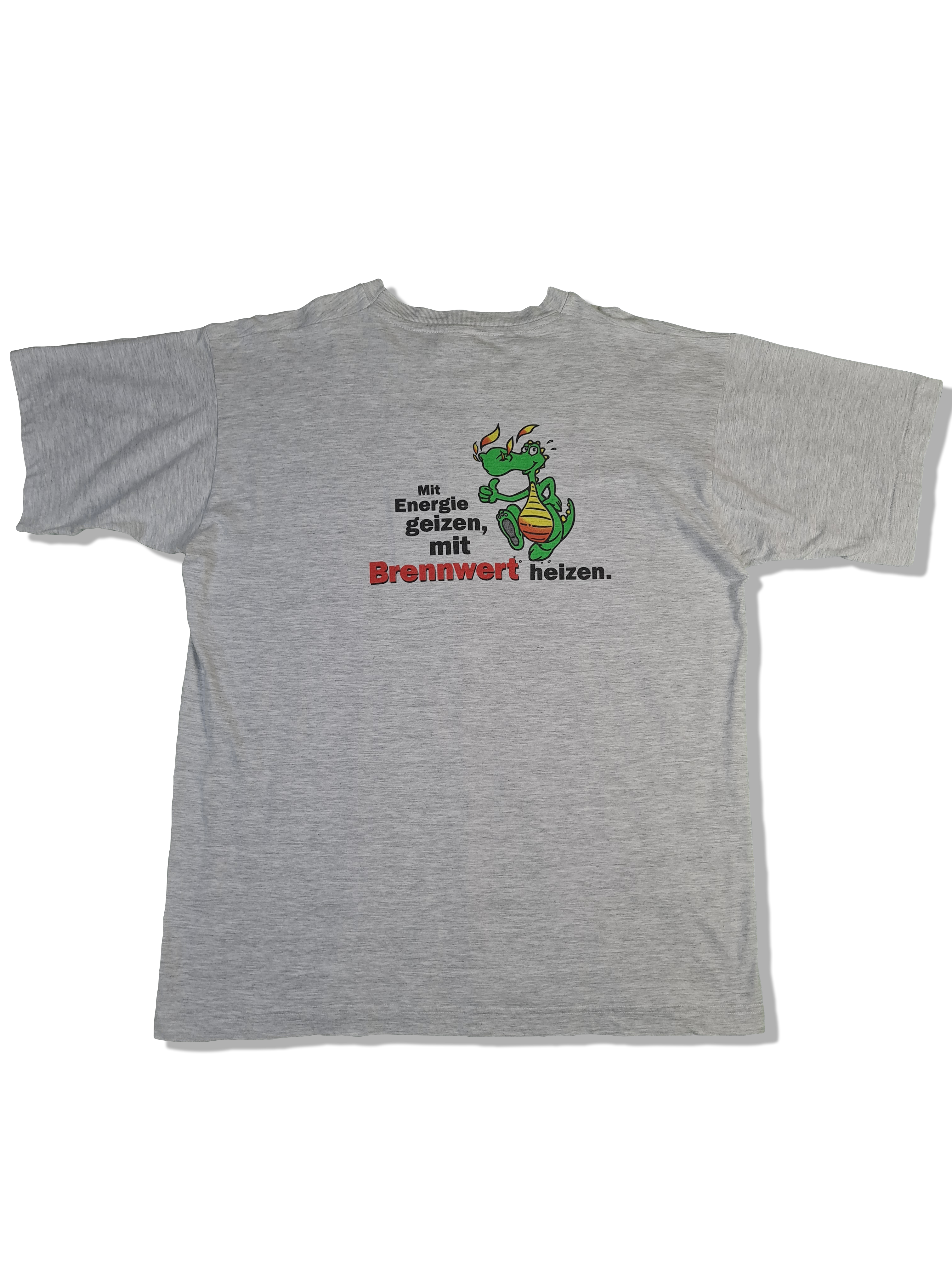 Vintage Super Goody Shirt "Mit Energie geizen, mit Brennwert heizen" Grau XL - RareRags