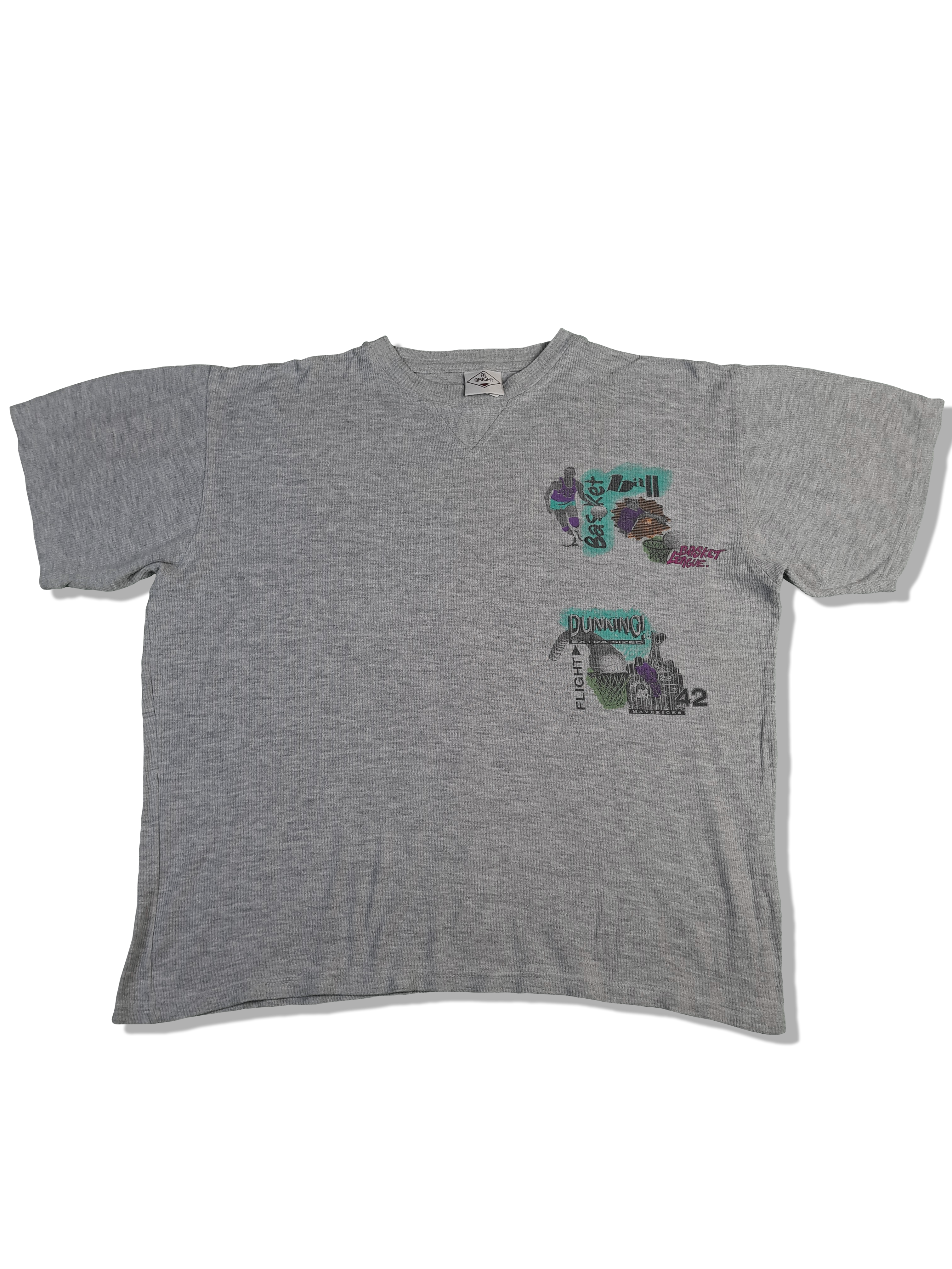 Vintage All Bright Shirt Basketball Bedruckt Grau L - RareRags