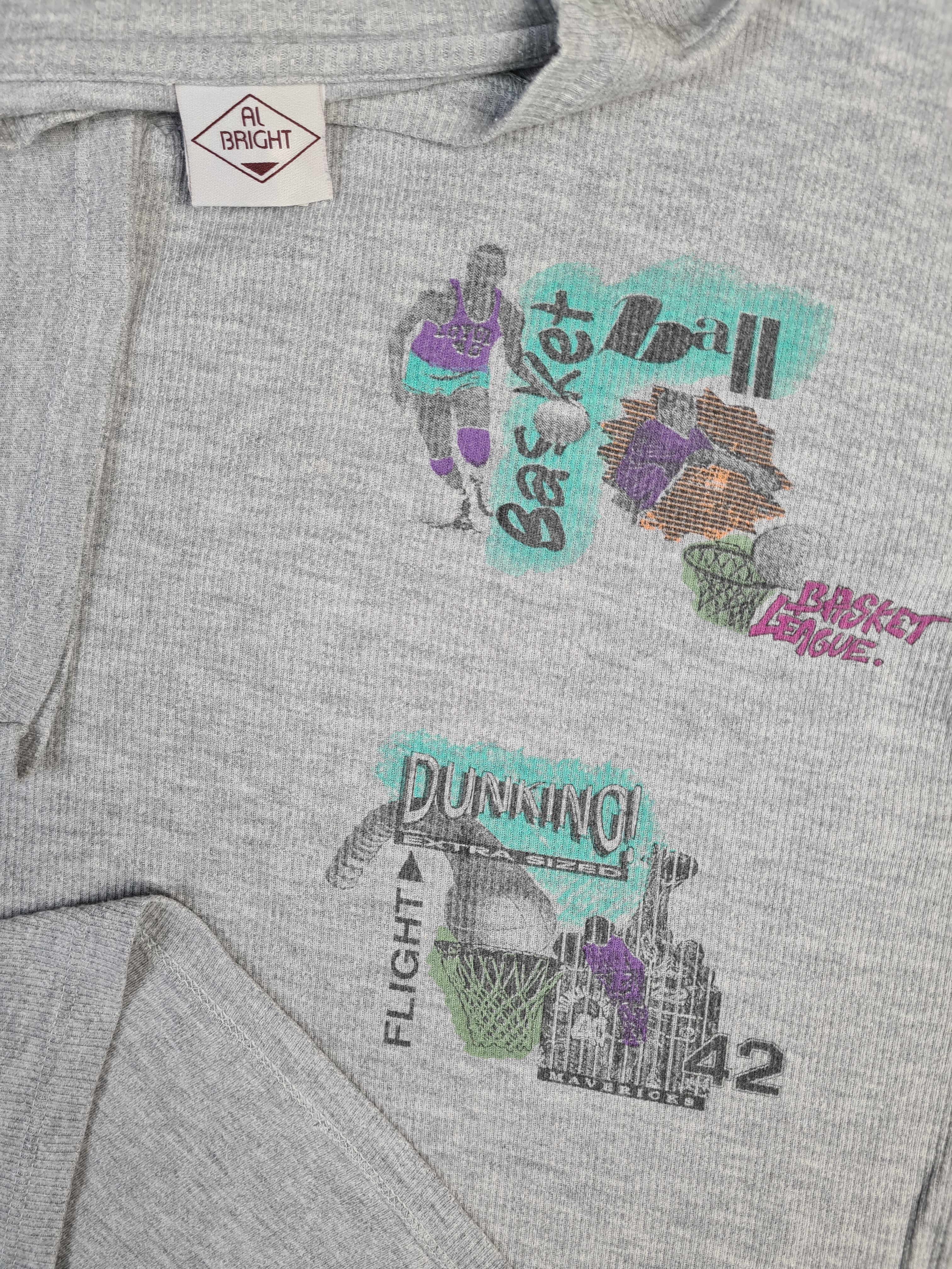 Vintage All Bright Shirt Basketball Bedruckt Grau L - RareRags