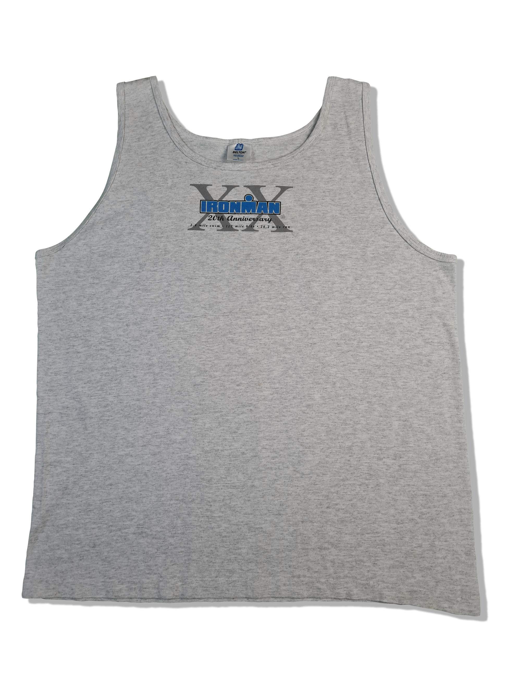 Vintage Belton TankTop Ironman 1998 Hawaii Made In USA Single Stitched Grau L - RareRags