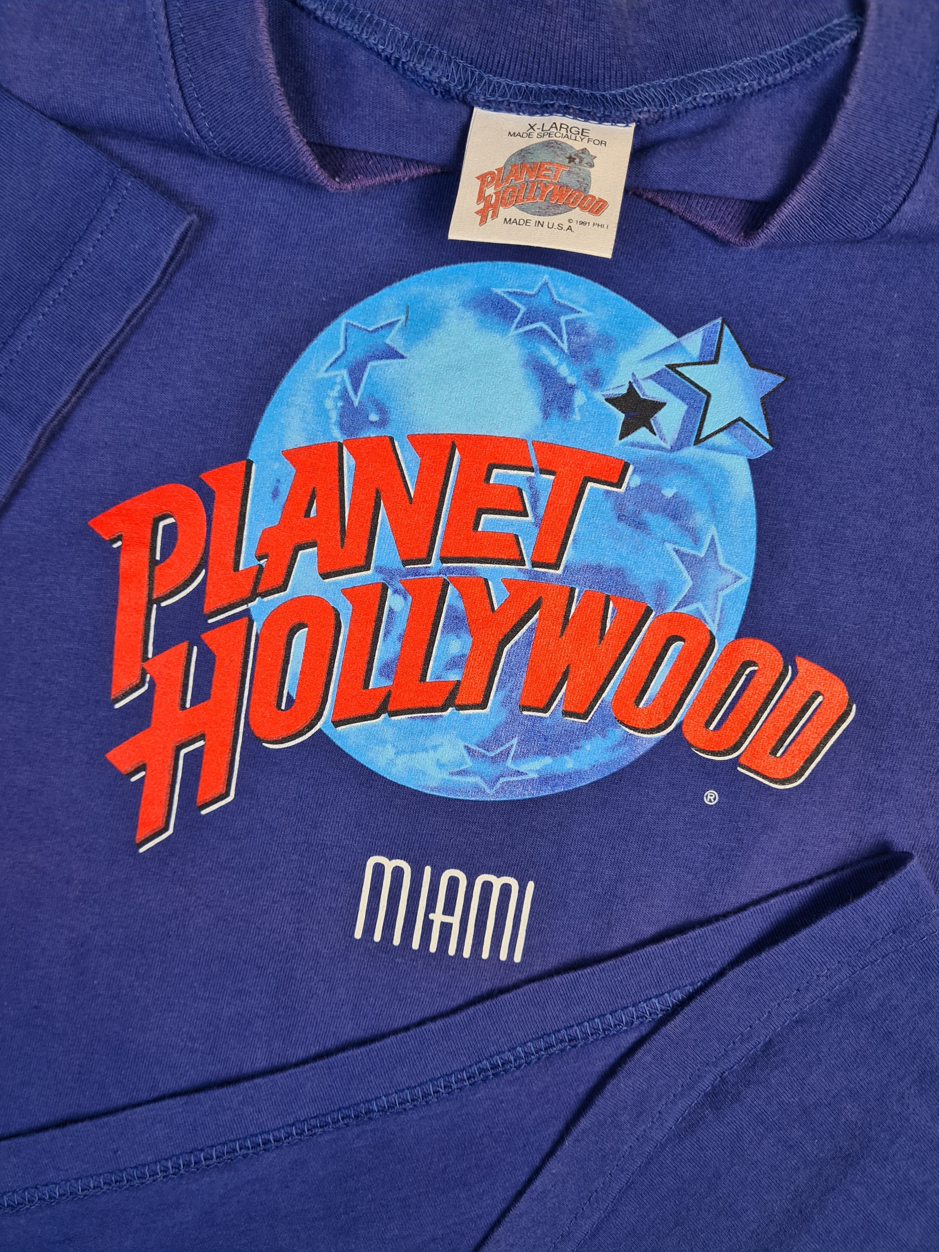 Vintage Planet Hollywood Shirt 1991 Miami Made In USA Blau XL - RareRags