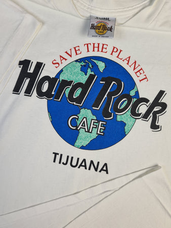 Vintage Hard Rock Cafe Shirt "Save The Planet" Tijuana Bedruckt Weiß XL
