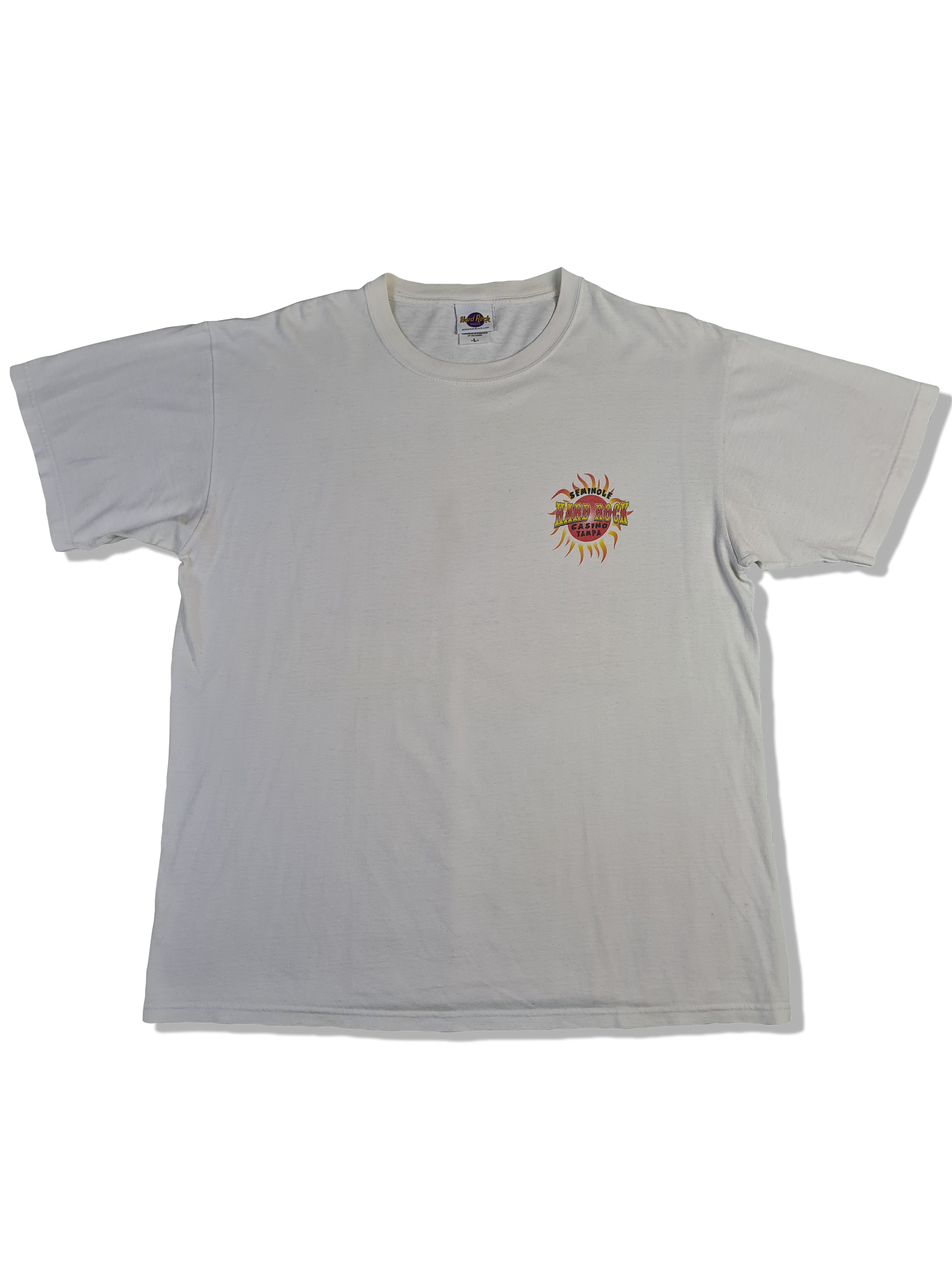 Modernes Hard Rock Cafe Shirt Seminole Casino Tampa Bedruckt Weiß L - RareRags