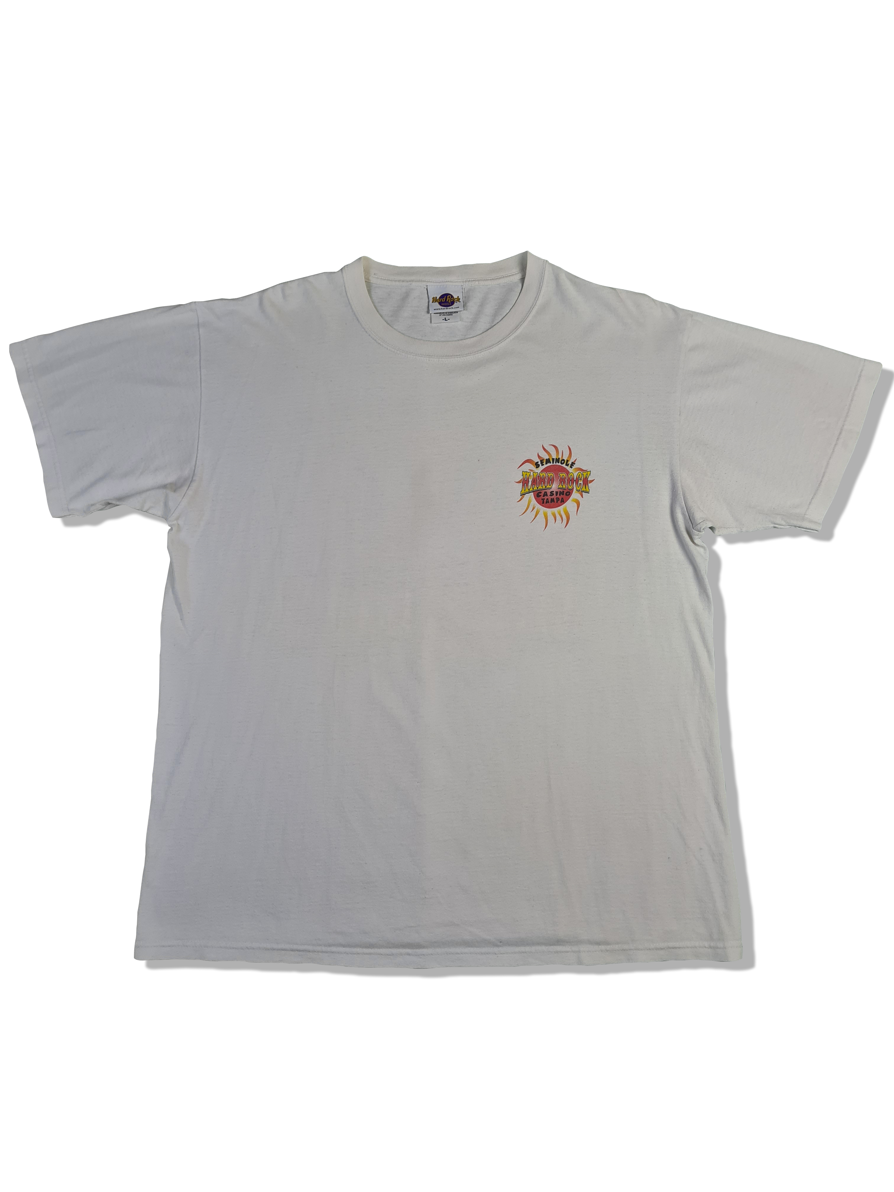 Modernes Hard Rock Cafe Shirt Seminole Casino Tampa Bedruckt Weiß L - RareRags