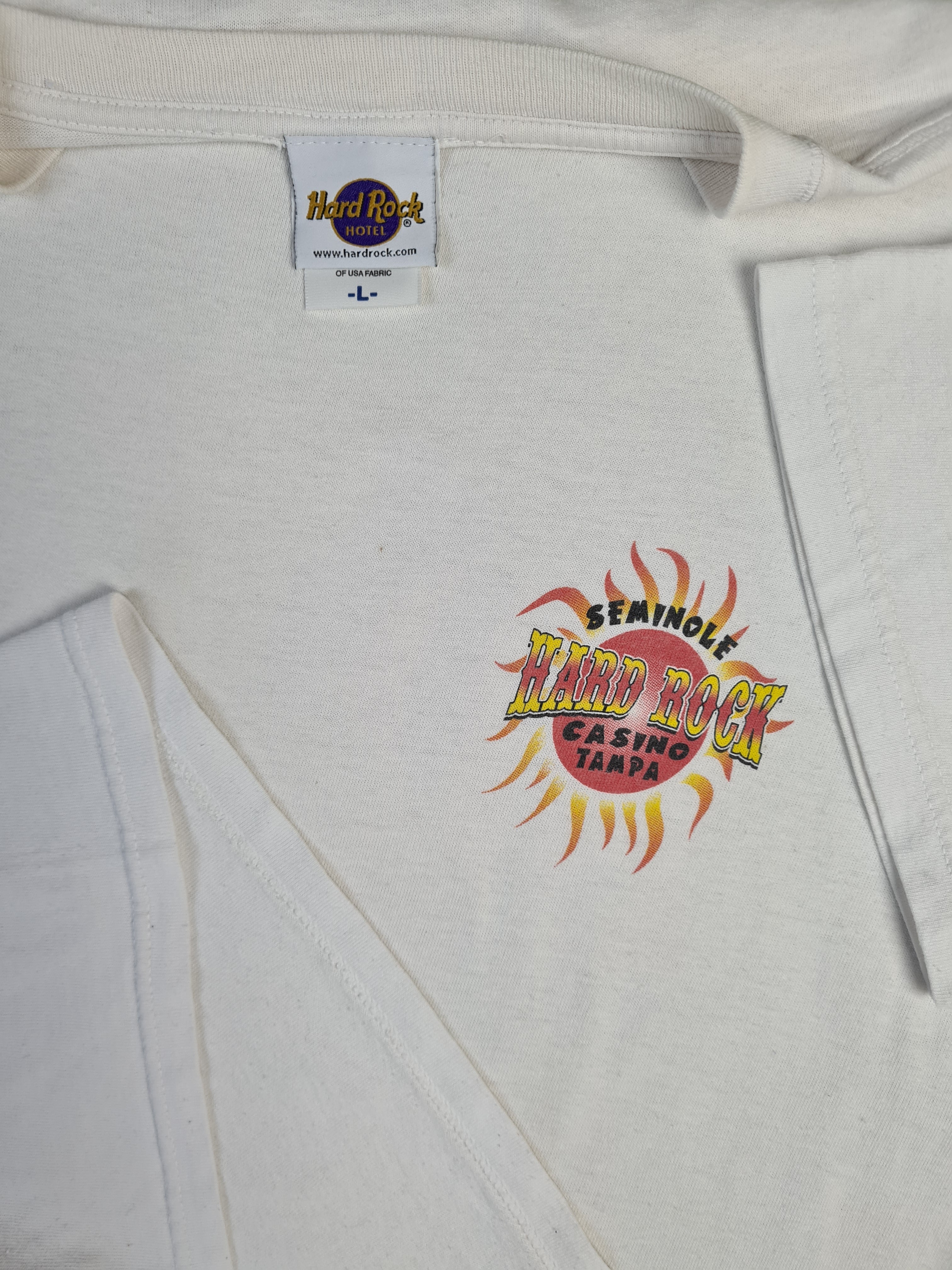Modernes Hard Rock Cafe Shirt Seminole Casino Tampa Bedruckt Weiß L - RareRags