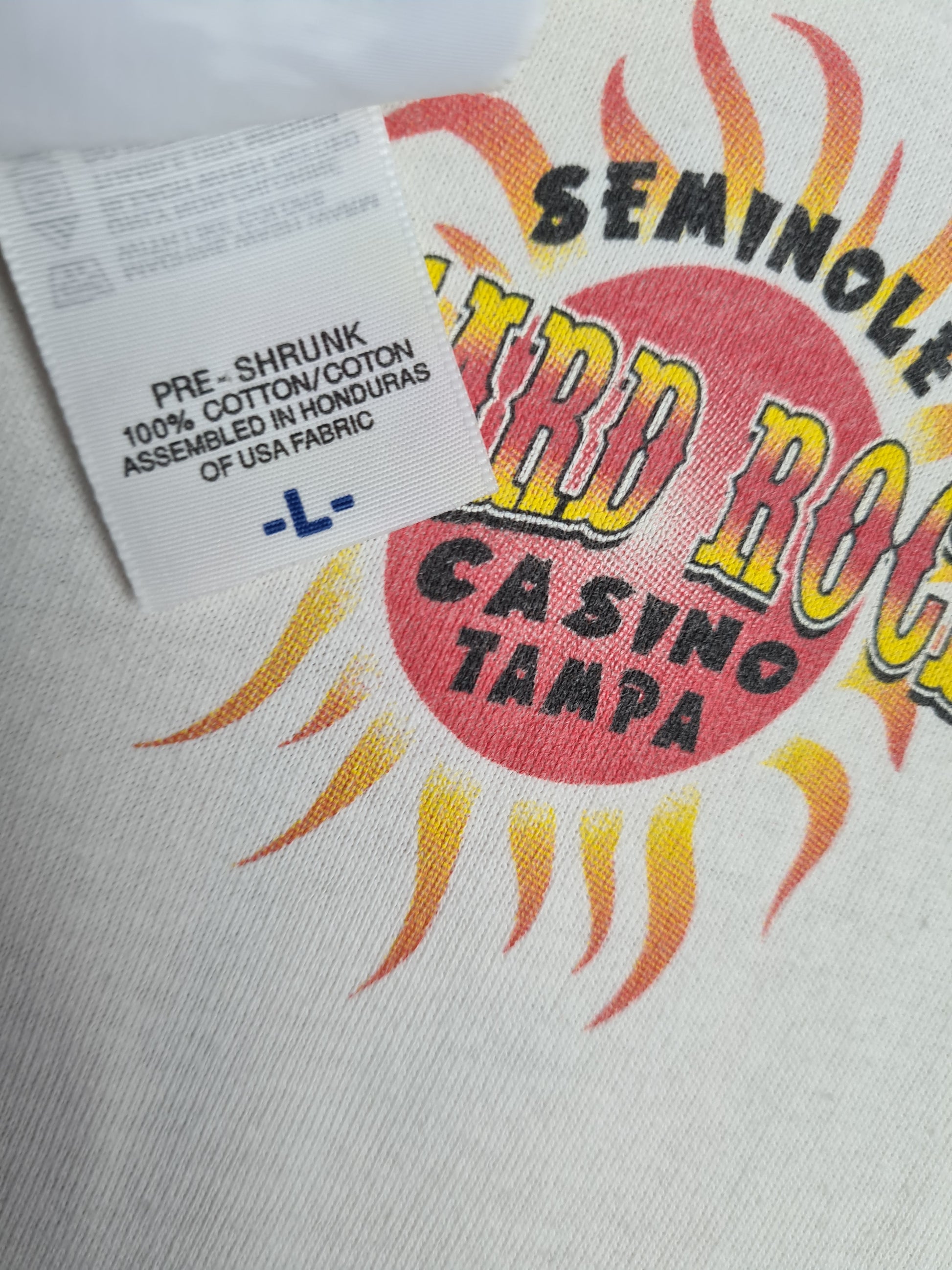 Modernes Hard Rock Cafe Shirt Seminole Casino Tampa Bedruckt Weiß L - RareRags