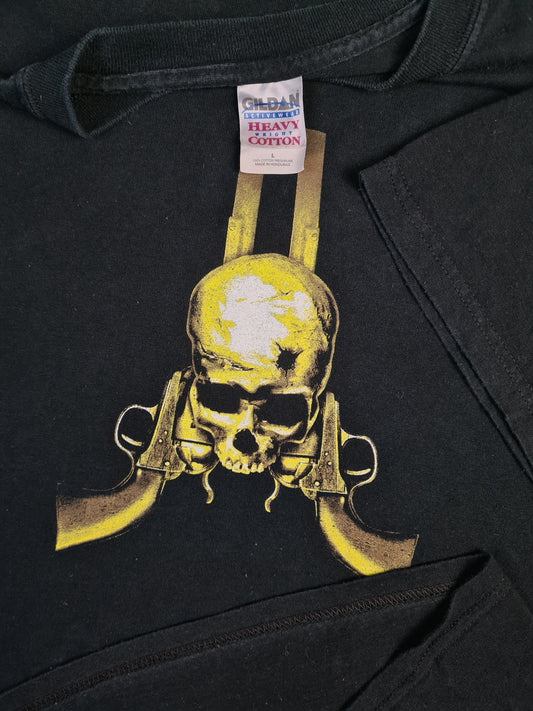 Modernes Gildan Shirt Gun Skull Bedruckt Schwarz L