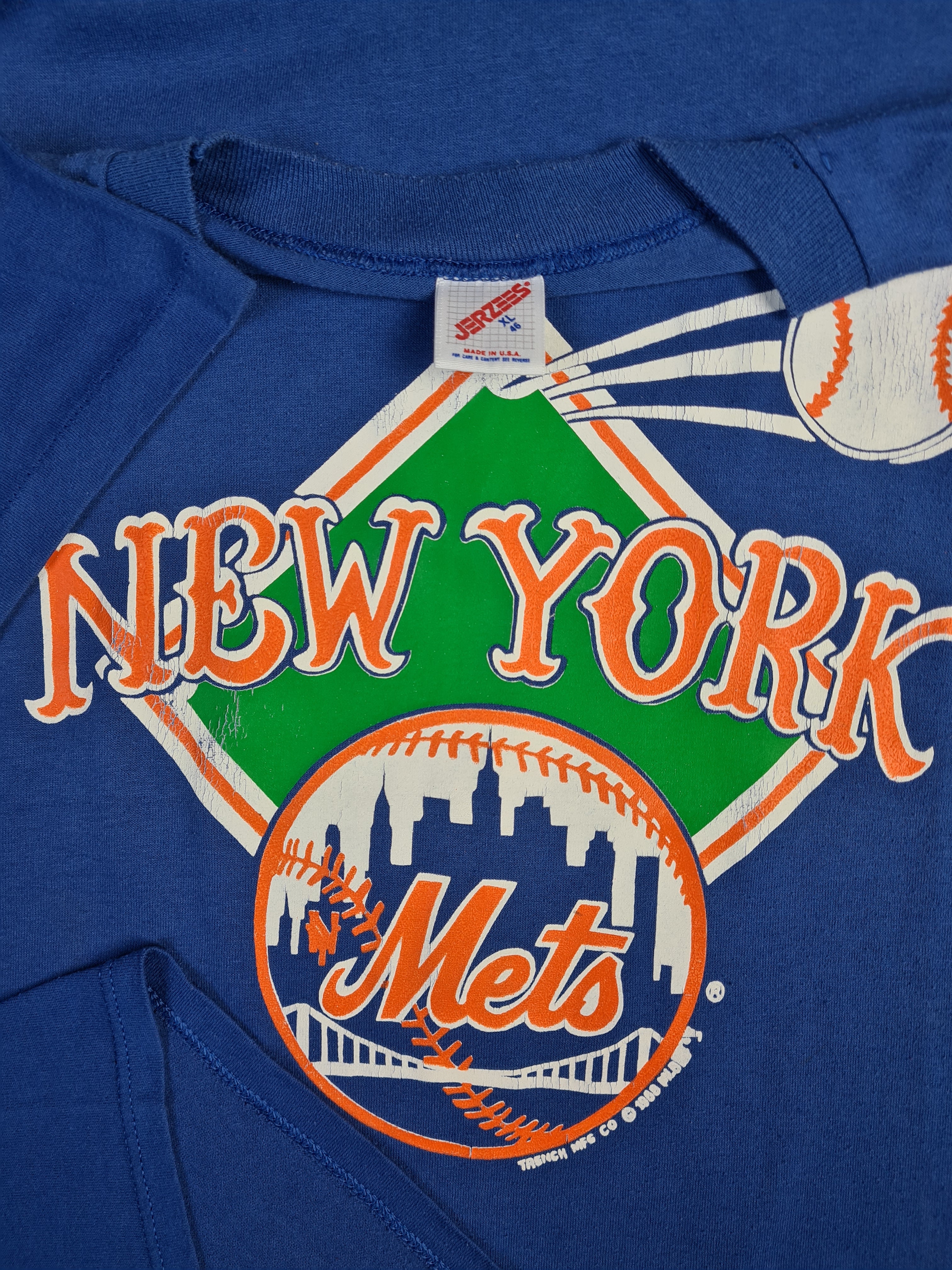 Vintage Jerzees Shirt 1988 New York Mets MLB Baseball Made In USA Blau XL - RareRags