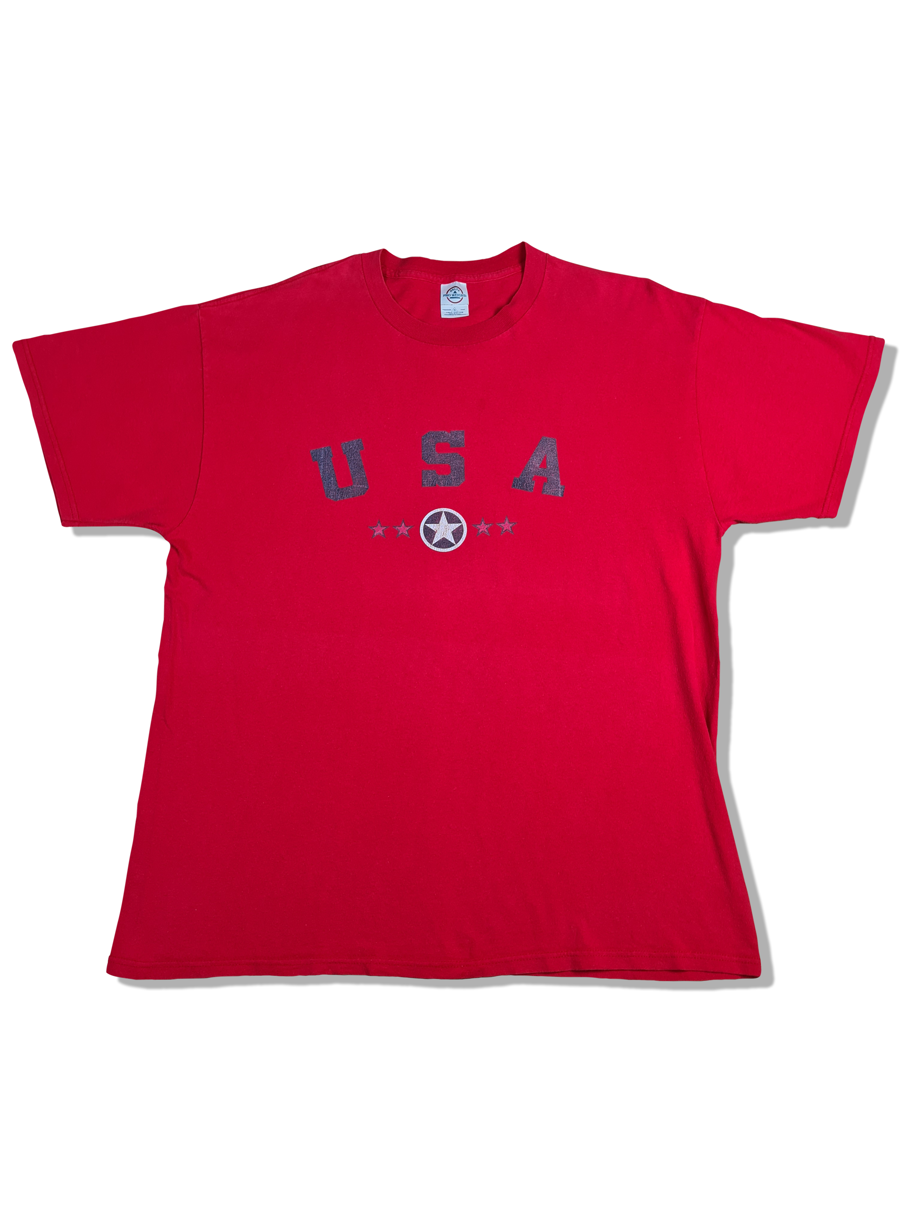 Vintage Delta Shirt USA Basic Bedruckt Rot XL - RareRags