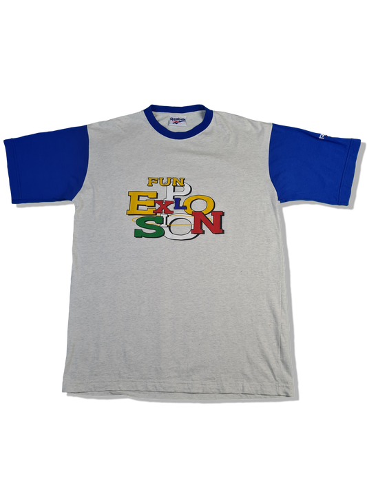 Vintage Reebok Shirt "Fun Explosion" Made In Italy Blau Grau L-XL