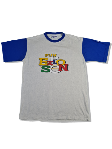 Vintage Reebok Shirt "Fun Explosion" Made In Italy Blau Grau L-XL
