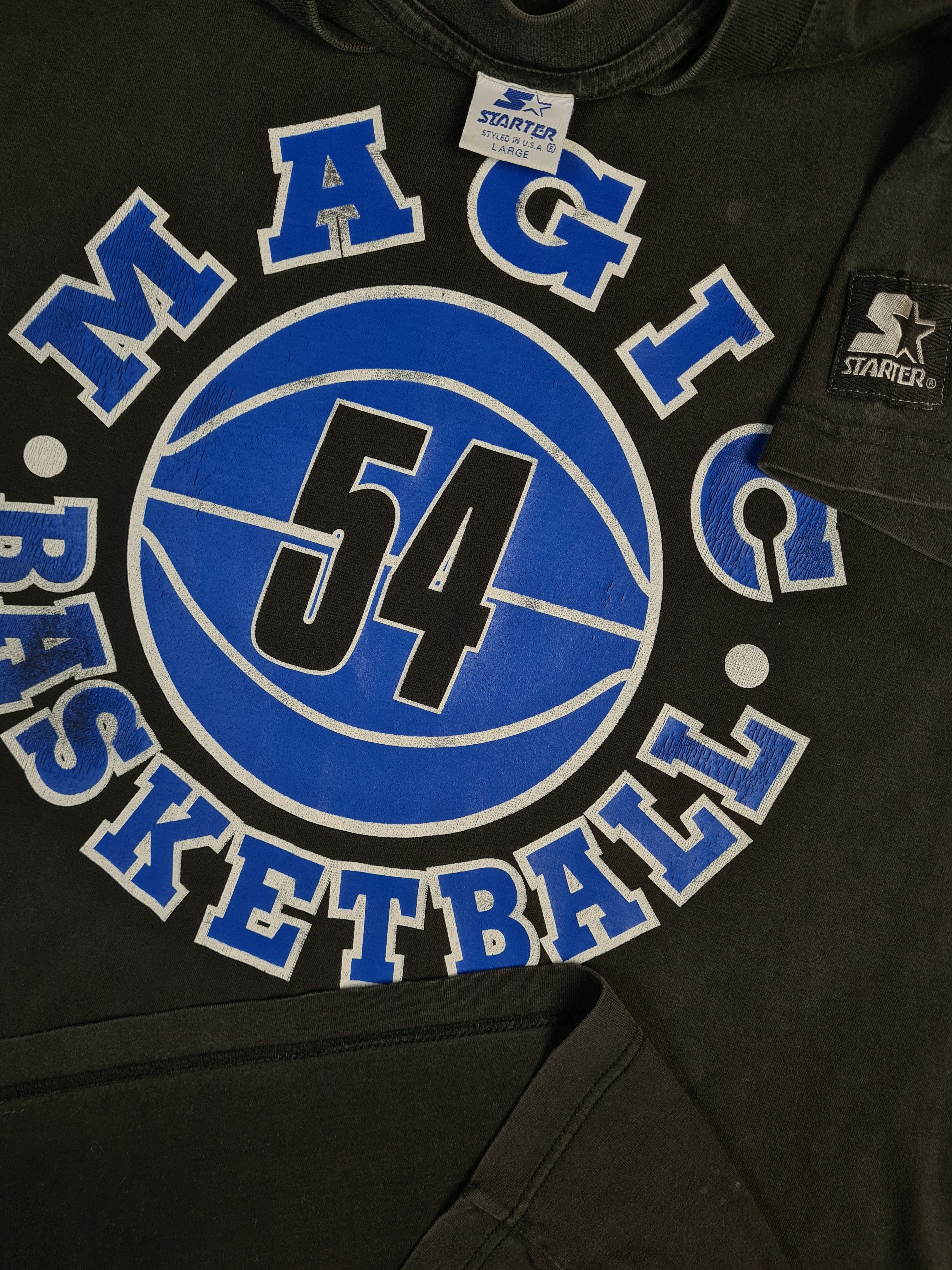 Vintage Starter Shirt Magic Basketball Merch Bedruckt Schwarz L - RareRags