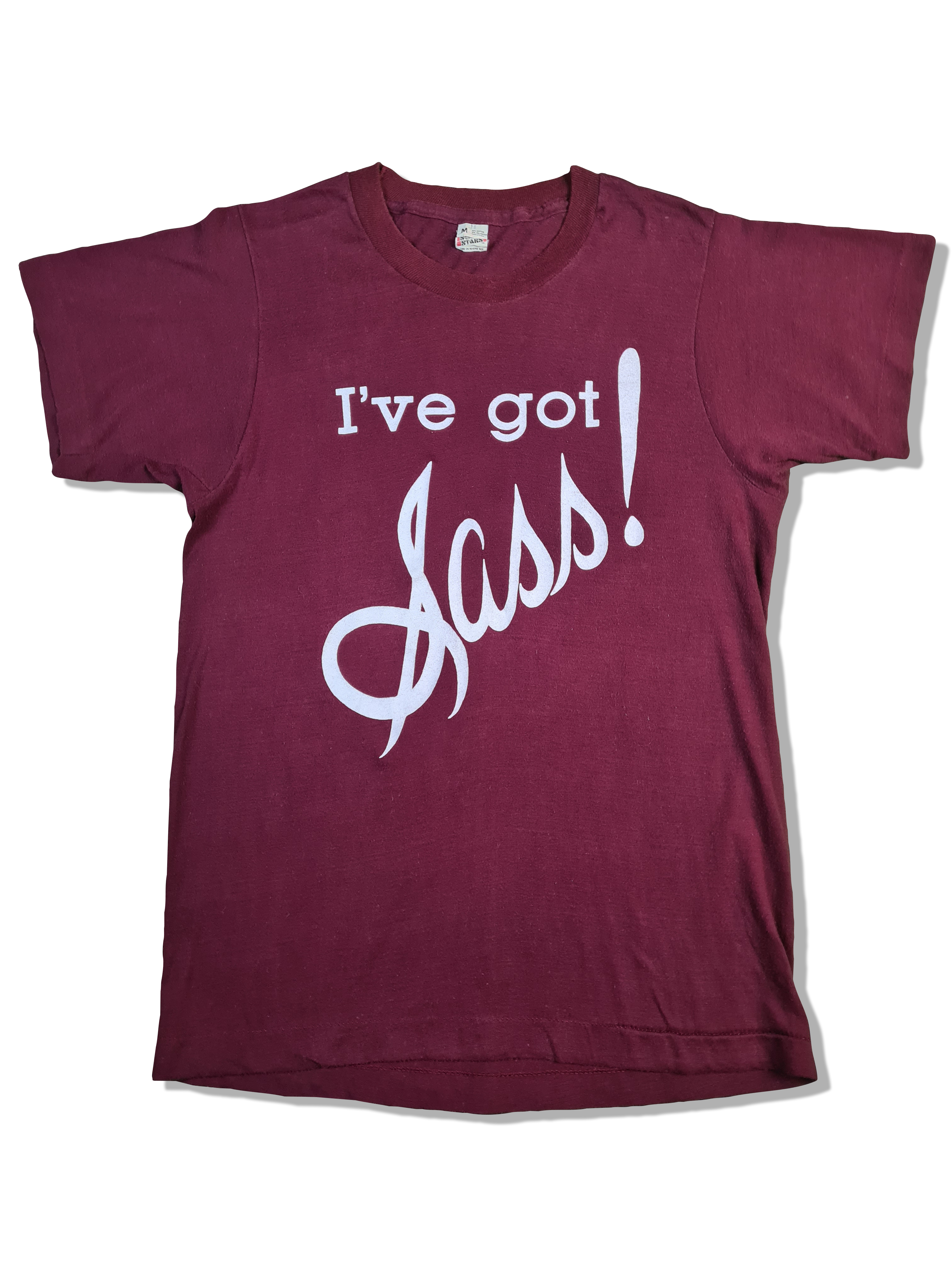 Vintage Screen Stars Shirt 80s "I've got Sass!" Wine Werbung M - RareRags