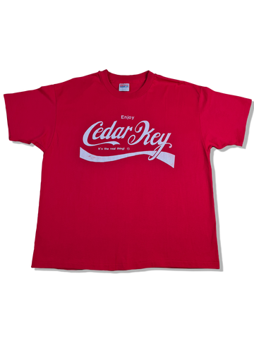 Vintage Hanes Shirt Tourist Enjoy Cedar Key Cola Font Made In USA Single Stitched Rot XL