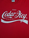 Vintage Hanes Shirt Tourist Enjoy Cedar Key Cola Font Made In USA Single Stitched Rot XL