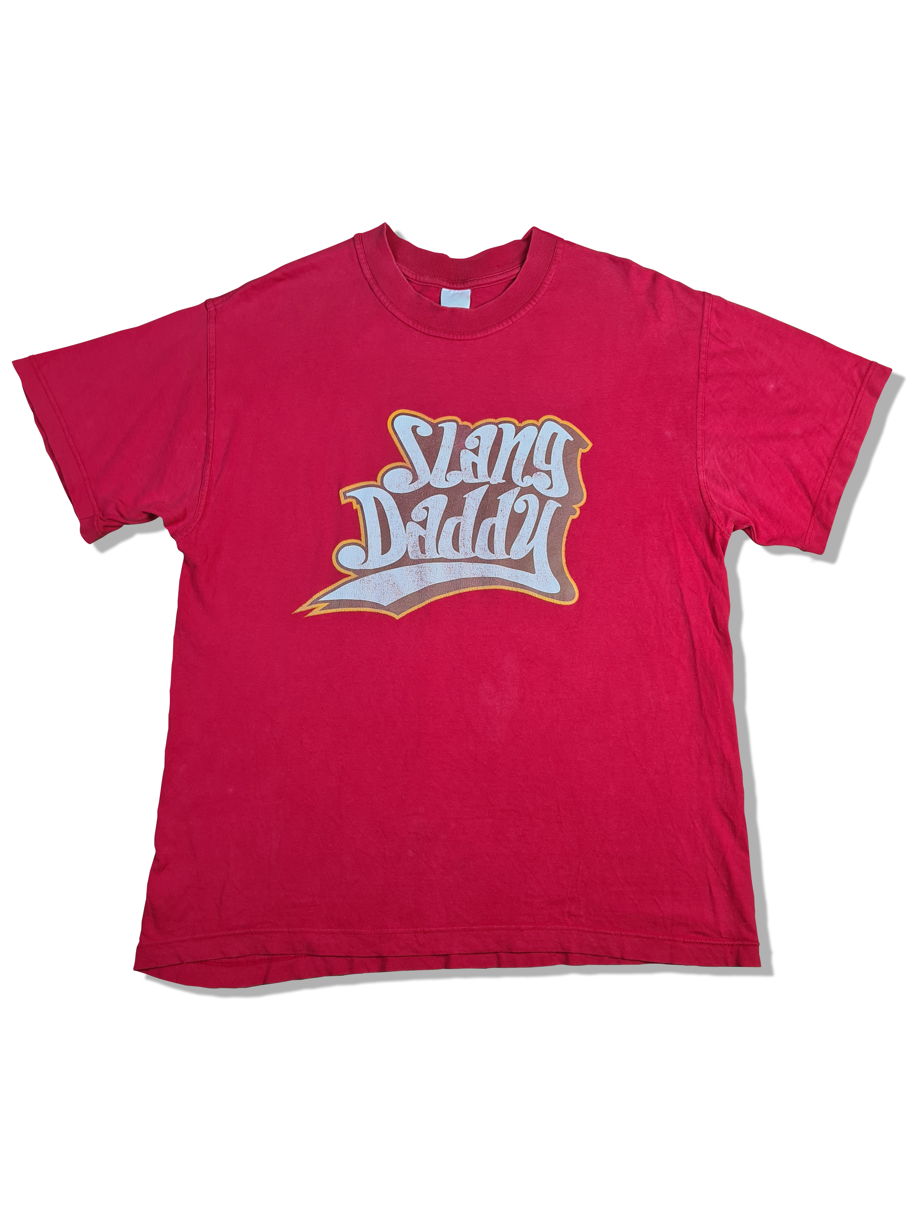 Y2K Hanes Shirt "Slang Daddy" Print Rot L - RareRags